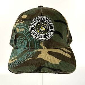 Marine Corp Hat Cap Strap Back Camo Adjustable Mens USMC United States‎ Marines